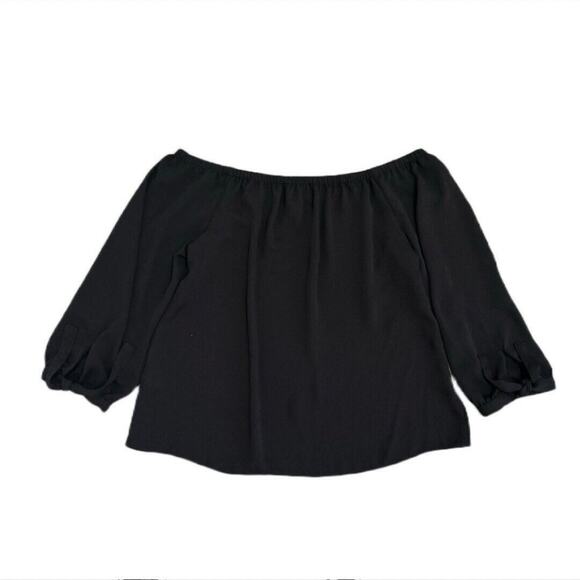 J Crew Blouse Top Size XS Women’s Black Off the Shoulder 3/4 Tie Sleeve - Picture 3 of 5